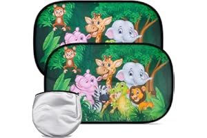 VEMFAY Pare Soleil Voiture Bébé, 2pcs Set, 50 * 30cm Protection Solaire de Fenêtre de Voiture de Tourisme, Pare-Soleil Auto-Adhésifs pour Enfants, Sac Rangement, Universelle - Protection Solaire et UV
