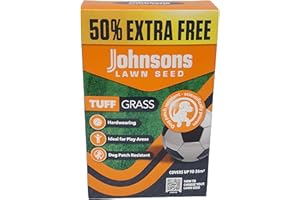 DIVAS WORLD Johnsons TUFF Grass Lawn Seed - Hardwearing, Quick Grow Formula, Dog Patch Resistant, Ideal for Family Yards and Play Areas - Covers up to 26m² - 50% Extra Free