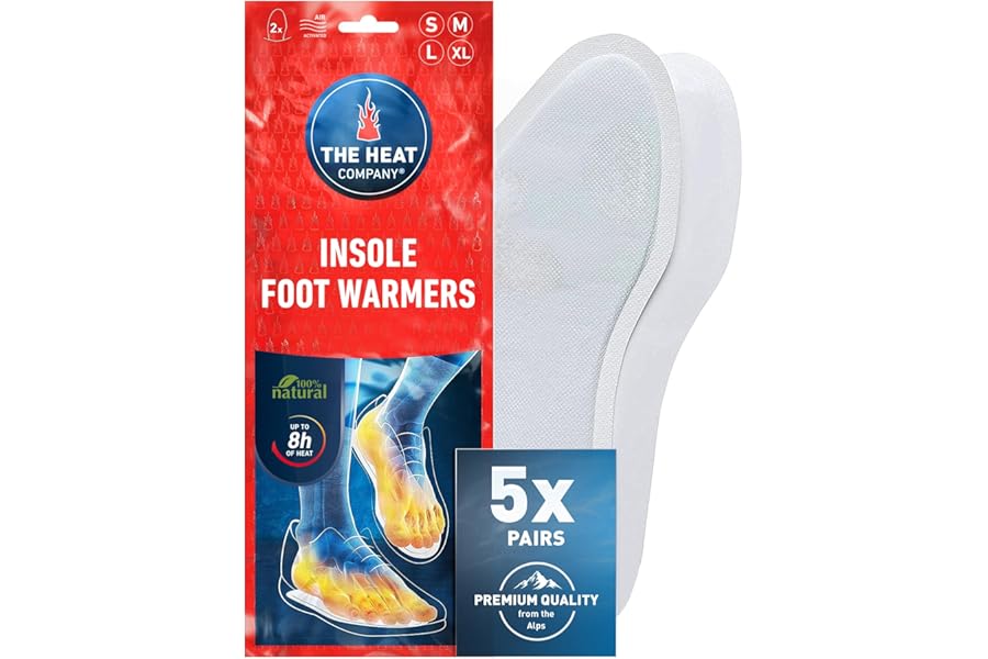 THE HEAT COMPANY Insole Foot Warmers - 5, 10 or 30 Pairs - EXTRA WARM - 8 Hours of Warmth - Instant Heat - Air Activated - Purely Natural – Small, Medium, Large, X-Large