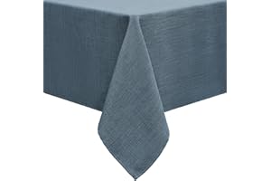smiry Obrus o wyglądzie lnu, zmywalny, z efektem lotosu, prostokątny, 130 x 160 cm, odporny na działanie wody, plamoodporny, niebieski