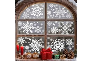 AVAKY Vetrofanie Natalizie di Fiocchi di Neve, Bianco Adesivi Natalizi per Finestre Vetri Removibili, 160 Stickers Vetrofanie Natale Inverno, Decorazioni Natalizie per la Casa Finestre Porte Vetrine