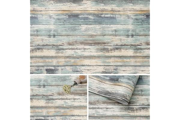 Arthome Rustique Bois Bleu Auto Adhesif Papier Peint 27cmx254cm Autocollant Vinyle Décoratif Planche de Bois Film Vintage Revêtement Mural pour Meubles Facile à Nettoyer Papier Grain de Bois