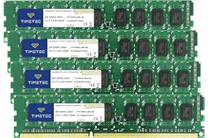 Timetec Hynix IC 32GB Kit(4x8GB) DDR3L 1600MHz PC3-12800 Unbuffered ECC 1.35V CL11 2Rx8 Dual Rank 240 Pin UDIMM Server Memory Ram Module Upgrade (32GB Kit(4x8GB))