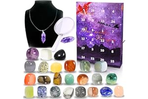 ARIEL-GXR Advent Calendar 2024 Crystal Christmas Countdown Calendar 24 pcs Collection Rocks, Minerals, Gemstones and Crystals for Explore Learning Collection Gift for Kids
