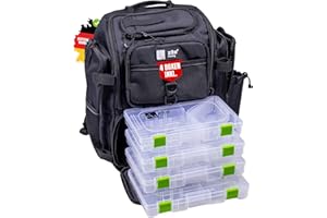 Zite Fishing Angelrucksack mit Boxen & Rutenhalter – Große Angeltasche mit Boxen (4 Stück) - Angel Rucksack-mit-Boxen - extra Dickes Rückenpolster, Angelrucksack-mit Rutenhalter, Fishing Backpack