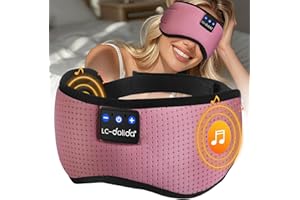 LC-dolida Słuchawki do spania Bluetooth, maska na oczy do spania, 100% zaciemniająca maska na oczy ze słuchawkami Bluetooth, 15 godzin odtwarzania, pomoc w zasypianiu, z torbą podróżną i 2 zatyczkami