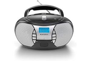 KARCHER RR 5025-B tragbares Radio, CD-Player mit Netz-und Batteriebetrieb, UKW-Radio mit AUX-Anschluss & Kopfhöreranschluss, schwarz