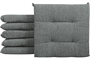 Il Gruppone Passione Casa Set 4/6 Cuscini Sedia Cucina Effetto Lino Lacci Cuscino 4 Punti Comodi Prodotto Italiano 40 x 40 in Cotone Imbottiti Spessore 6 Cm Lavorati a Mano - Grigio - 6 Pezzi