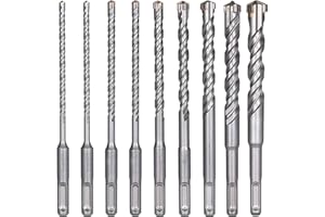 flintronic SDS-Plus Drill Bit Set, 9PCS (5mm~16mm) Cross Drill Bits, Rotary Hammer Drill for Drill Holes in Concrete, Ceramic Tile, Stone, Metal, Plastic & Multi-Layer Materials