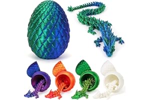HIMS 3D Printed Dragon Egg Desk Toy - Articulated Dragon Toy in Egg, Removable Crystal Dragon Fidget Toy Easter Egg Hunt