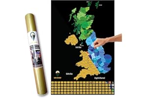 Global Walkabout Scratch Off UK Map with colours background - Deluxe Travel Size UK Map Poster - Countries and Facts - Travel Gift (Black)