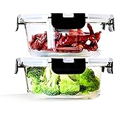 IUGHN 2pcs Glass Containers With Lids, 620ml Meal Prep Containers Glass, Borosilicate Glass Food Storage Containers+1 Cleanin