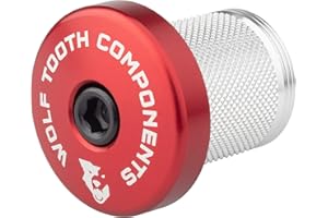 Wolf Tooth | Compression Plug with Integrated Spacer Stem Cap | Red | Lightweight Aluminium Bicycle Headset Accessories Wide Colour Range