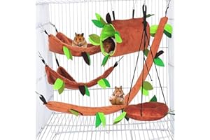KATHSON 5-teiliges Hamster-Hängematten-Set für Sugar Glider – Käfigzubehör und Spielzeug für Kleintiere Enthält Hängematte, Versteck, Tunnel, Schaukel – ideal für kleine Hamster, Rennmäuse und Sugar Glider