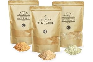 Smokey Olive Wood 3x 1.5 liters smoking dust, olive wood + beech, orange, almond, smoking chips fine, grain size 0-1mm