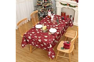 JOLLYTOP Świąteczny obrus prostokątny, jeleń, Boże Narodzenie, obrus, wodoodporny i nadający się do prania obrus na stół do dekoracji imprezowej, obrus na zewnątrz do kuchni jadalni, szer. 137 cm x