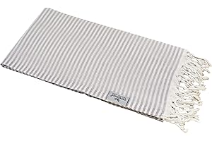 Carenesse Ręcznik hammam w paski, 90 x 180 cm, jasnoszary, 100% bawełna, bardzo lekki ręcznik hammam, bardzo mały rozmiar po spakowaniu, bardzo cienki pestemal/fouta chłonny i szybkoschnący, letni