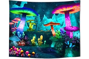 Roninkier Arazzo Appendere Psichedelico-Fungo misteriosa - Fluorescenza-UV Arazzi da Parete Della Foresta Paesaggio Tapestry Bohemian Hippie Pianta Dormitorio Soggiorno Decorazione Murale200X150cm