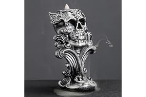 Simcat Resin Skull-shaped Waterfall Effect Recirculating Incense Burner Set, including 20 incense cones 30 incense sticks, for home decoration and aromatherapy