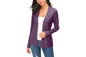 EXCHIC Devant Ouvert Manches Tricoté Léger à Manches Longues Cardigan pour Femme