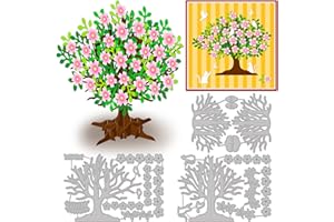 GLOBLELAND 3 Set 22 Pezzi Fustelle per Goffratura 3D di Albero di Ciliegio per La Realizzazione di Carte Stencil per Goffratura In Acciaio Al Carbonio per Piante di Fiori di Ciliegio per Carta