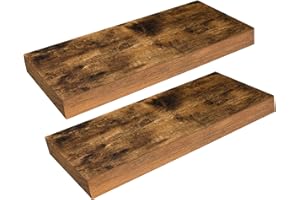 HOOBRO Estanterías de Pared, Juego de 2 Estantes de Pared de 40cm, Estante Flotante, Balda Flotante con Fijación Invisible, Decoración, para Salón, Dormitorio, Aseo, Oficina, Marrón Vintage EBF40BJ01