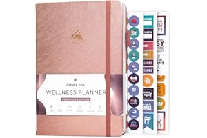 Clever Fox Wellness Journal – Weekly & Daily Health and Wellness Log, Food Journal & Meal Planner Diary for Calorie Counting, Notebook for Medical Condition Tracking, A5 – Rose Gold