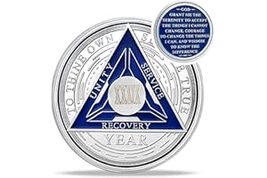 IELCJJ Recovery Triangle 39 Year Sobriety Coin - Silver Roman Numeral NA AA Coins - 1-40 Prime NA/HA/AA Chips and Medallions - Narcotics Alcoholics Anonymous Sober Gifts for Men Women