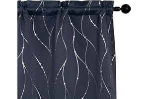 GIRASOLE HOME® Coppia Tende Oscuranti Termiche Morbide Motivo Intreccio Argentato Tenda Isolante per Soggiorno Camera e Interni 2 Pannelli con Tasca (70x145cm, Grigio)