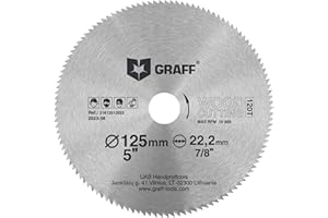 125 mm Winkelschleifer Trennscheibe für Holz, Sperrholz, Laminat, Trockenbau, Kunststoff – Sägeblatt mit 22,23 mm Bohrung – 2 mm Super Feinschnitt Kreissägeblatt GRAFF