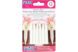 PME Medium Mittlere Blumenbilder, Packung mit 12 Stück, Kunststoff, Weiß, 0.8 x 0.8 x 5.6 cm, Einheiten, Mittel