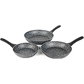 Salter BW11459BRMFOB Megastone Thermo Collar 3 Piece Frying Pan Set, 9 X Longer Lasting Non-Stick, Corrosion & Scratch-Resist