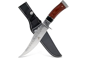 KROLLMANN by GER-SABER Jagdmesser festehende Clip-Point-Klinge inkl. Gürtelholster 30cm Einhandmesser - Outdoor Messer für jedes Abenteuer, Survival Bowiemesser für Camping, Jagd, Wandern und mehr (G71)