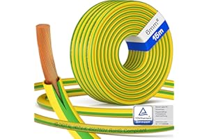 hb-digital 15m Câble de mise à la terre 6mm² H07V-K Fil de terre pour structure photovoltaïque Conducteur flexible en cuivre Conducteur unique Gaine en PVC pour installations PV Câble solaire