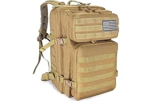HEMSO Grand Sac à Dos Militaire 45L,Sac de Voyage Système MOLLE,Sac Crossfit de Sport pour Randonnée Trekking Moto Camping Voyage Pêche Alpinisme École