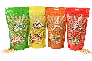 CORN POPPETS | Granos de Maíz para Palomitas Pack Gourmet 4 Sabores | Palomitas de Maíz Saludables, 100% Naturales, Sin Gluten, Sin Aceite de Palma | Aptas para Máquina de Palomitas y Microondas