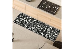 Comart - Tappeto Cucina Malaga - Passatoia 100% PVC - Antimacchia - Antiscivolo - Impermeabile - Tappetino Lavabile in Lavatrice - Corsia Moderna per Cucina e Corridoio - Lavagna Nero - 55x170 cm