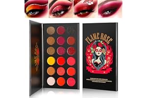 Palette Di Ombretti Rossi Altamente Pigmentati, Afflano Ombretto Rosso Vero Lunga Durata Palette Trucco Halloween 18 Colori, Impermeabile Opaco Marrone Nero Giallo Tramonto Caldo Eyeshadow Palette