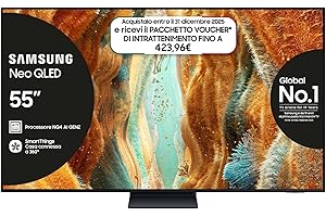 Samsung Smart TV 55'' QE55QN74FATXZT Neo QLED 4K Mini LED, NQ4 AI Gen2 Processor, 4K AI Upscaling, Tecnologia Quantum Matrix Slim, OTS Lite, AirSlim Design, 2025