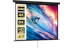 HOMCOM Écran de Projection de 84 Pouces, écran vidéoprojecteur, pour Home cinéma, 4:3 4K HD, Fixation Mur ou Plafond, 181 x 8 x 138 cm, Noir