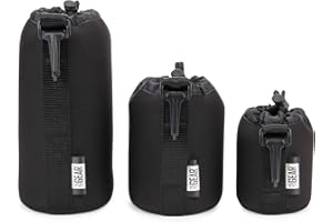 USA Gear FlexARMOR Objektivtasche, 3 Größen Neopren Objektivbeutel, In Kleinen, Mittleren und Großen Gehäusen Können Objektive bis zu 70-300 mm mit Kordelzugöffnung Aufbewahrt Werden - Schwarz