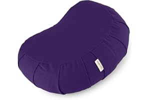 basaho Poduszka do medytacji CRESCENT Zafu | Bawełna organiczna | Z Łuską Gryki | Zdejmowana poszewka nadająca się do prania