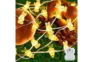 Gcstnn Easter Fairy Lights, 6.6FT 20LED Easter Bunny Carrot String Lights Battery Operated, Basket Stuffers Decoration for Kids Bedroom Party Spring Themed Warmwhite