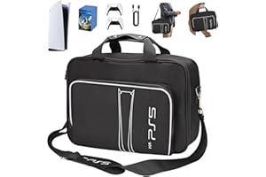 QYCHHJ Carrying Case for PS5 Travel Case Compatible with PS5 Disc And Digital Edition Shockproof & Waterproof PS5 Bag Travel Carry Case Holding PS5 Console Controllers Game Cards Game Accessories