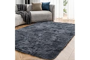 ‎OMERAI OMERAI Groß Schlafzimmer Teppich Wohnzimmer Grosser Teppich Super Weich Antirutsch Grau Flauschig Hochflor Shaggy Teppich (Grau,150x240cm)