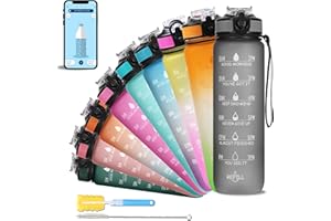 SOLARA Trinkflasche mit Stroh - 1L Wasserflasche - BPA-freie Trinkflasche mit Zeitmarkierung Auslaufsichere Sportflasche - Kondensationsfrei für Sport und Outdoor | Geheimnisvolles Grau