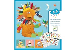 Djeco Kreatywny zestaw naklejek Create animals z 4 szablonami naklejek zwierzęcych