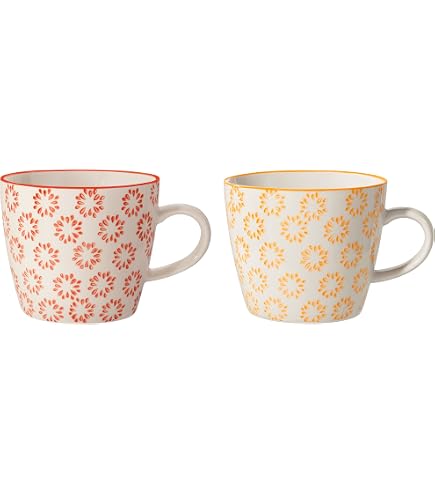 Bloomingville Tasses Isabella Lot De 2 - Tasses à Café Et Thé Céramique Bleu Rose - 280 Ml