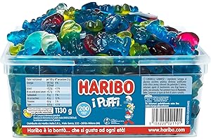 Haribo I Puffi, Caramelle Gommose a Forma di Puffo, Gusto Frutta, Ideali per Feste e Dolci Momenti di Relax - Circa 200 Pezzi [1130gr]