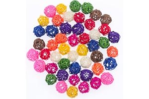 ZDNT 40 Pcs Willow Branch Ball Bird Toy Sepak Takraw Colorful Decorative Balls 3cm Small Rattan Ball Wicker Ball Birds Toy Parrot toys for Chewing Parrot Small Animals Diy Craft Decoration